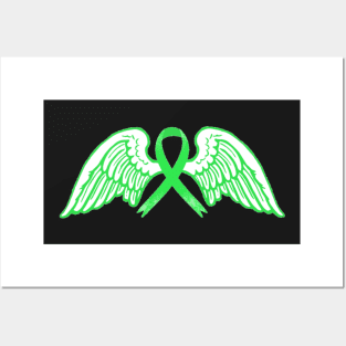 Green Awareness Ribbon with Angel Wings 2 Posters and Art